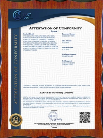 CE Certification -UTM2000, UTM4000 & UTM6000 Series